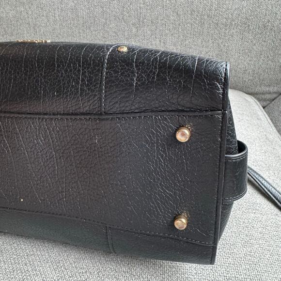 COACH Womens Mercer Satchel Hand Shoulder Bag Black Grain Leather Gold Turn Lock - Picture 7 of 16